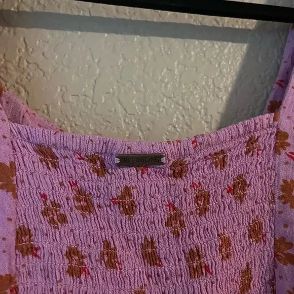 Billabong Heartland Dress Babydoll Floral Purple Small Beach Mini Dress - Picture 7 of 7